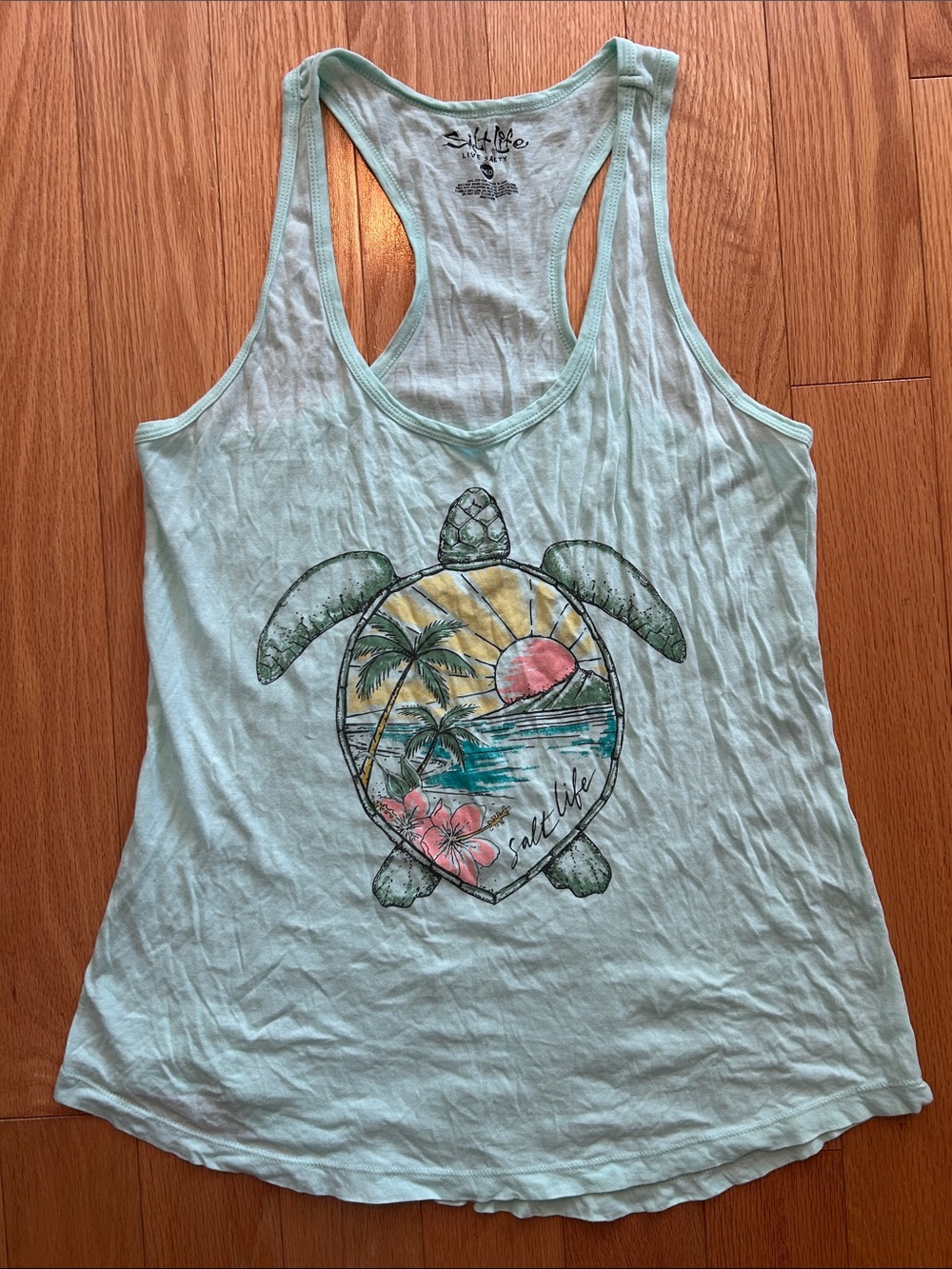 Salt Life Light Mint Sea Turtle Graphic Racerback Tank